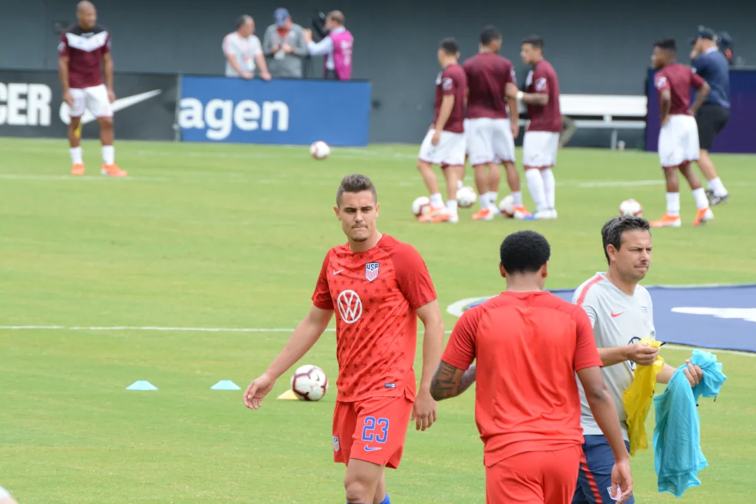 Aaron Long on the field for the United States